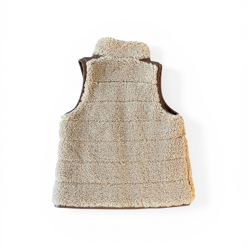 Tuckernuck Camel and Tan Shearling Reversible Beckham Vest, Size M, Like New - Picture 4 of 7